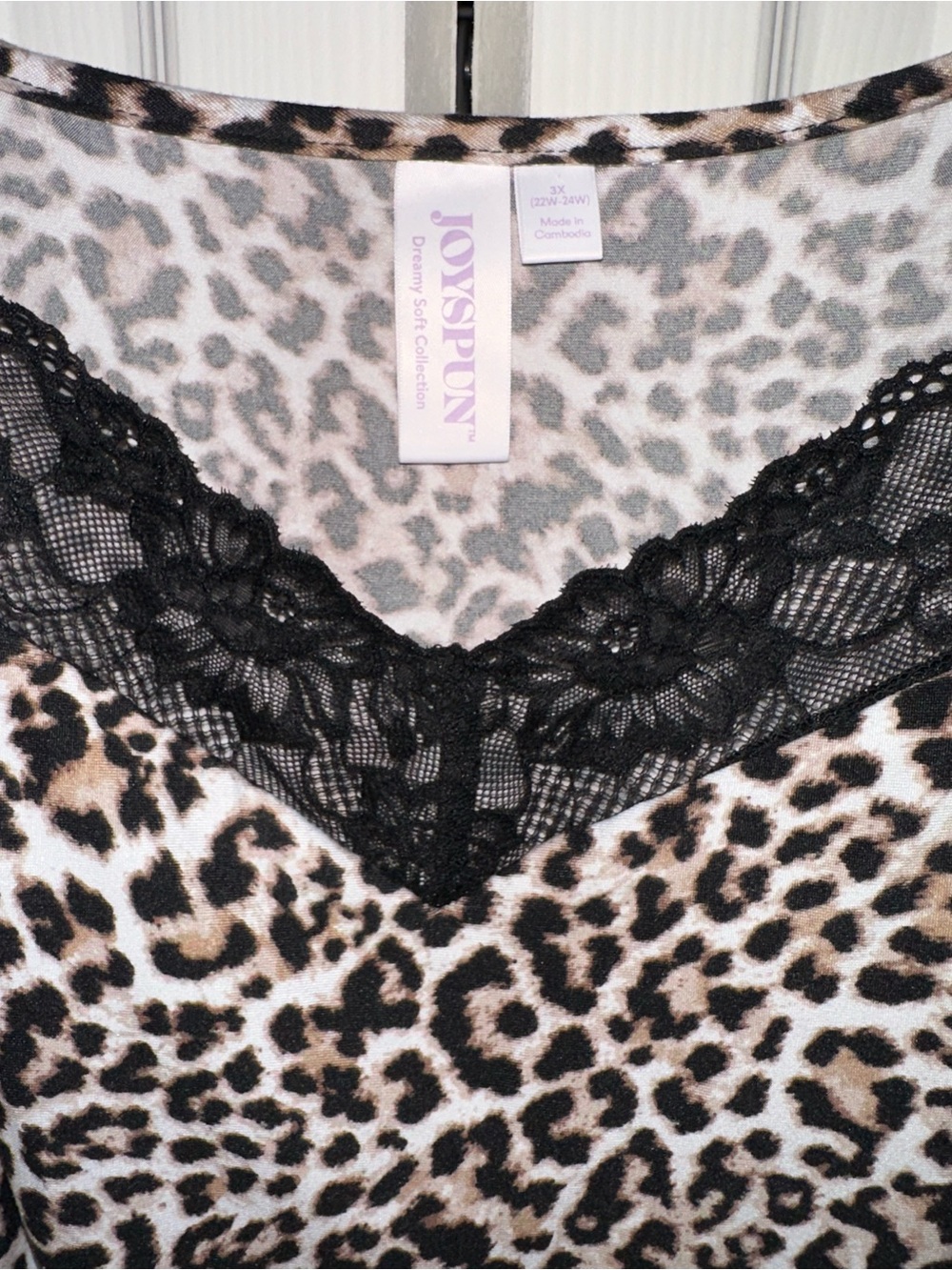 Leopard Print Lace-Trim Slip Dress - Black/Brown - Picture 2 of 7